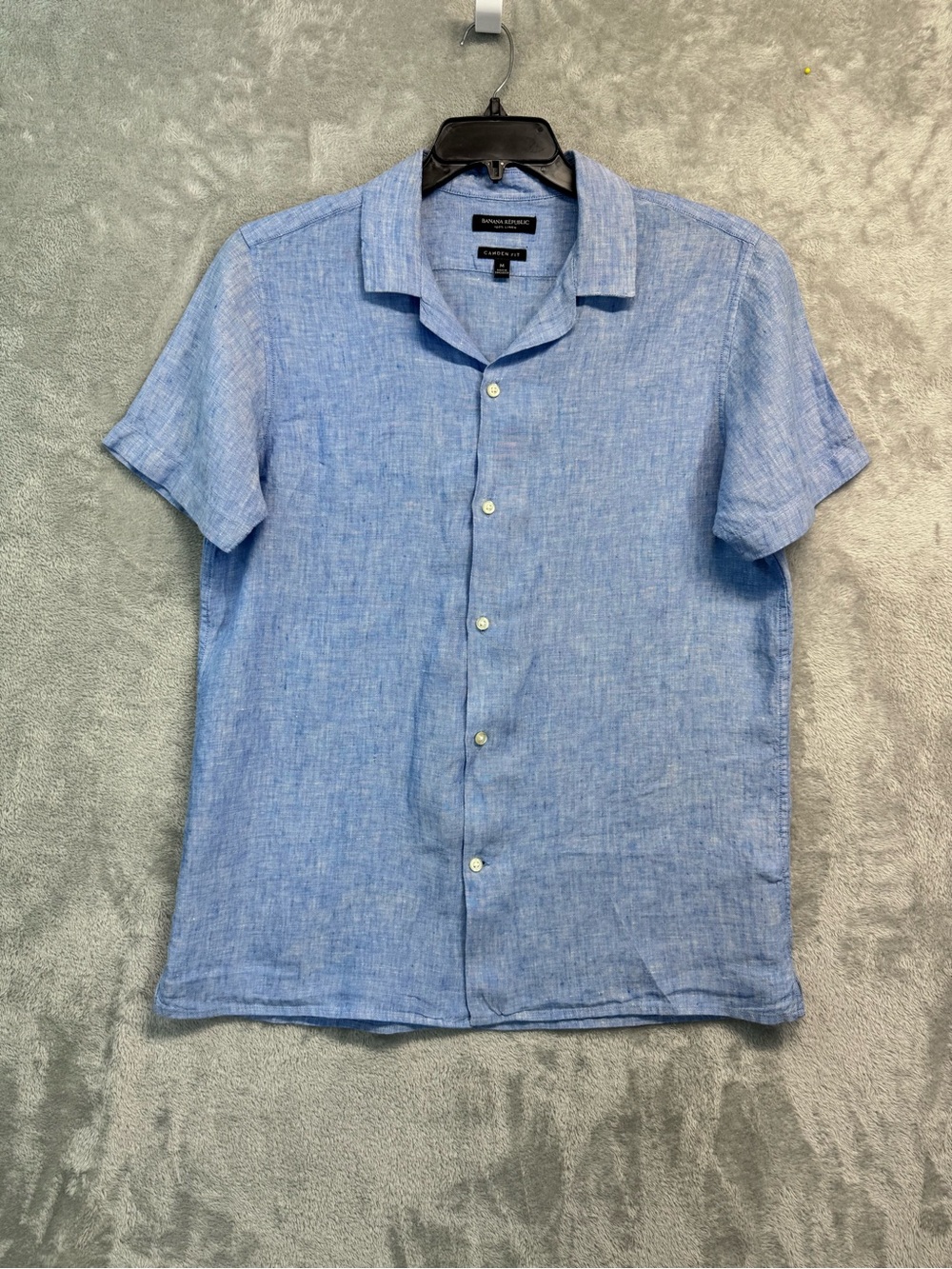 Banana Republic Men’s Light Blue Short-Sleeve 100% Linen Button-Down Shirt Size